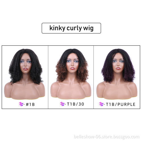 Hot sell cheap curly long yaki synthetic hairs  mongolian kinky curly hair wig short kinky curly wigs  afro kinky curly  wigs